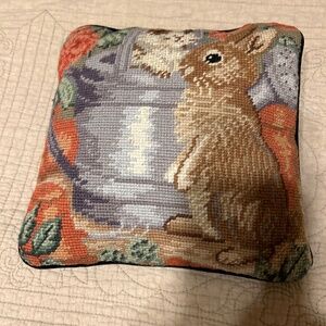 Vintage Needle point Bunnies Pillow